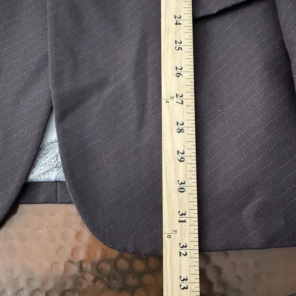 Tiglio Paisley Blazer Men 44R Super 150's Brown Pinstripe Wool Italy Sport Coat